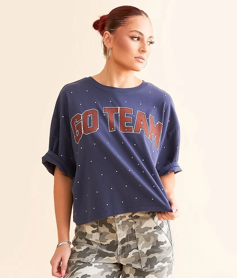Go Team Rhinestone Cropped T-Shirt