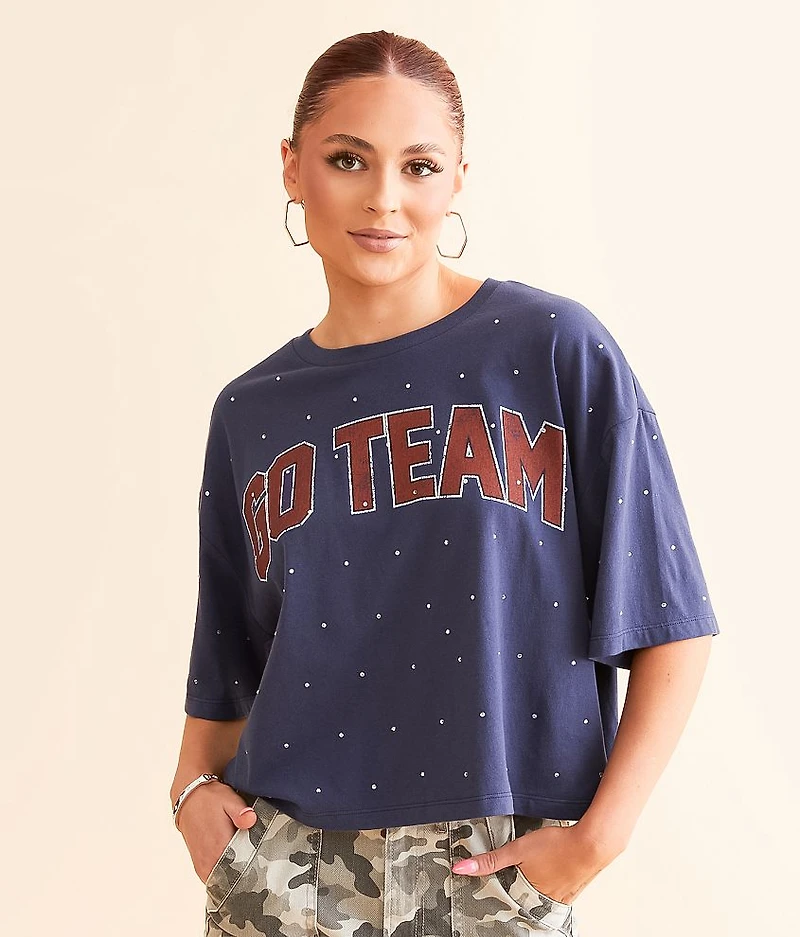 Go Team Rhinestone Cropped T-Shirt