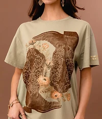 Floral Western Boot Oversized T-Shirt