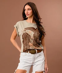 Floral Western Boot Oversized T-Shirt