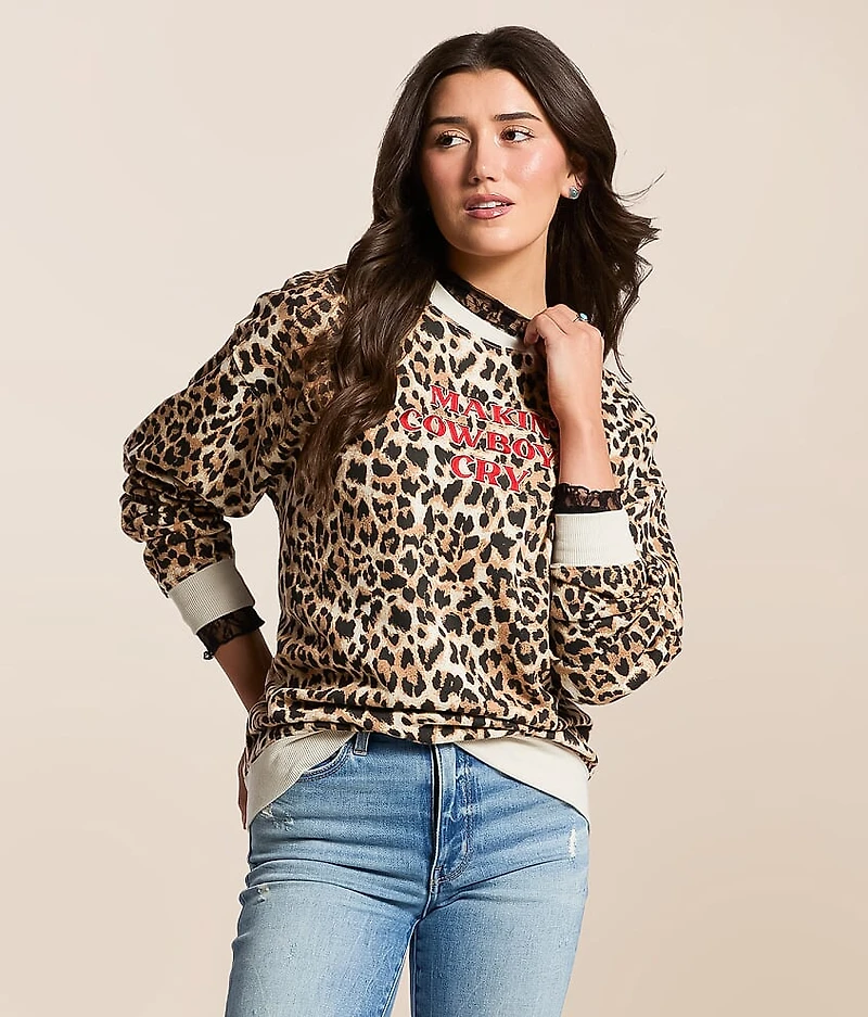 Makin' Cowboys Cry Cheetah Pullover
