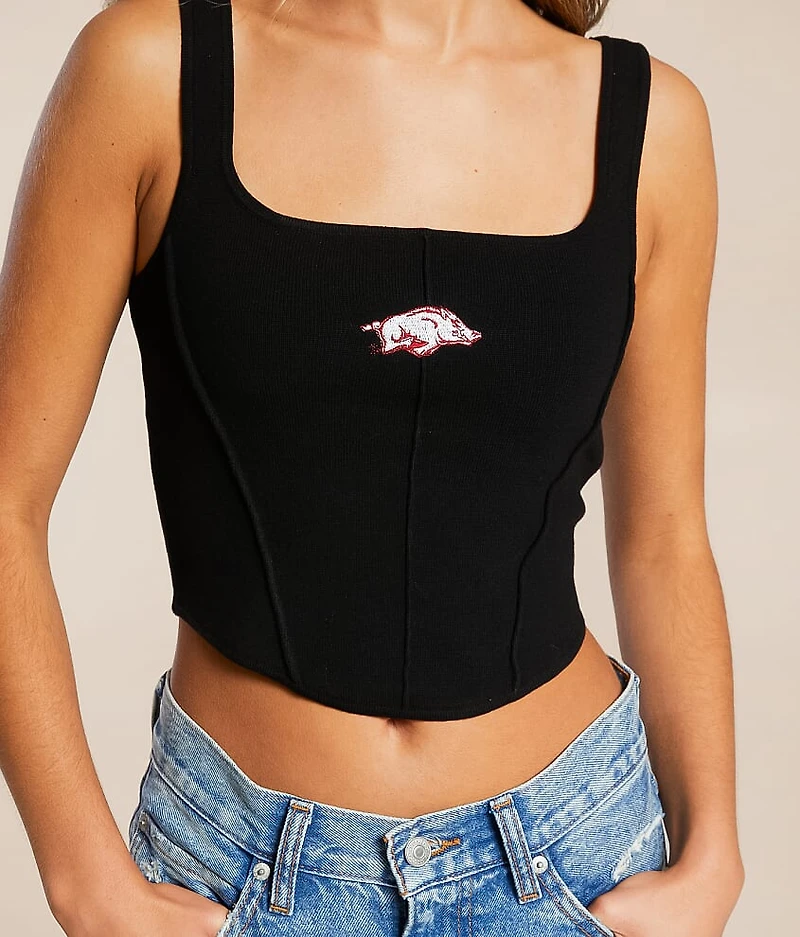 Arkansas Razorbacks Corset Cropped Tank Top
