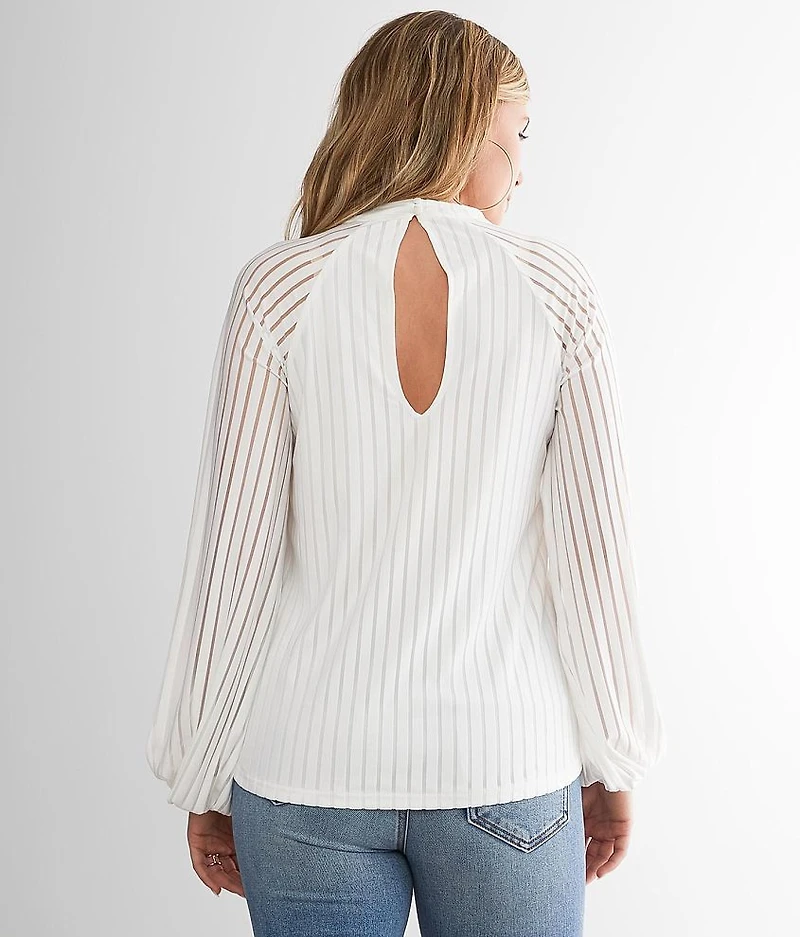 Striped Button Keyhole Top