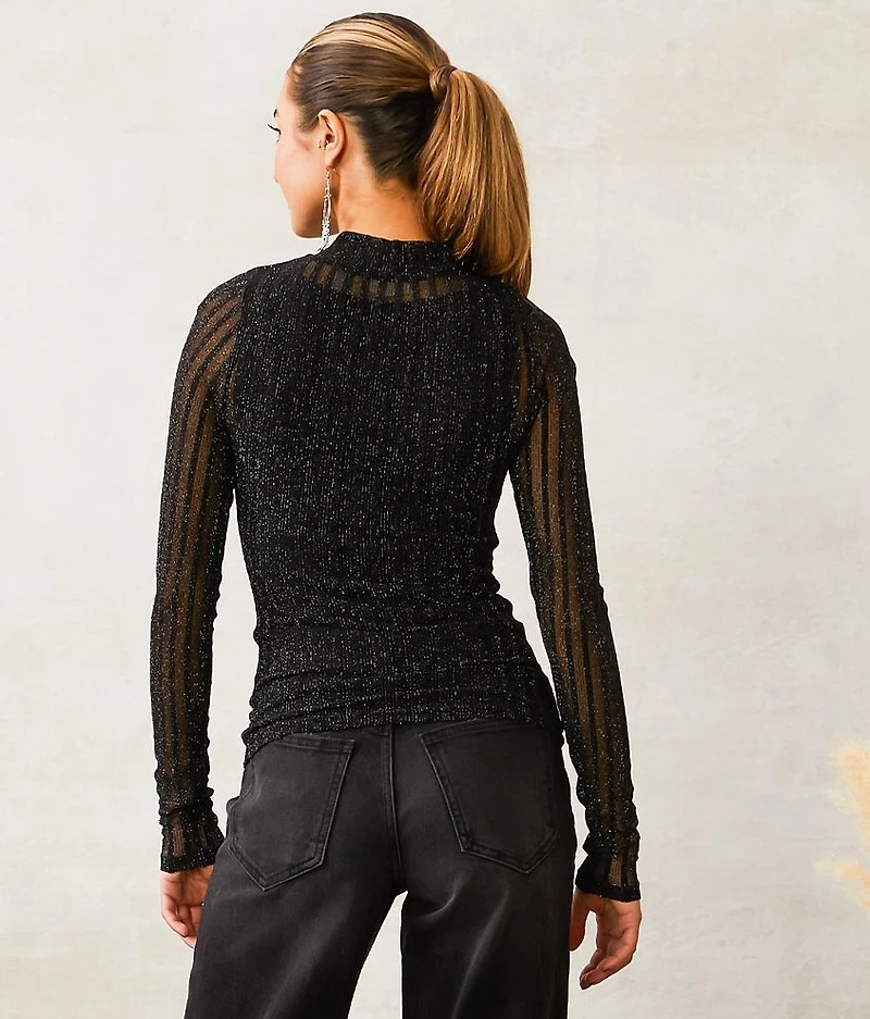 Linear Lurex Mesh Top