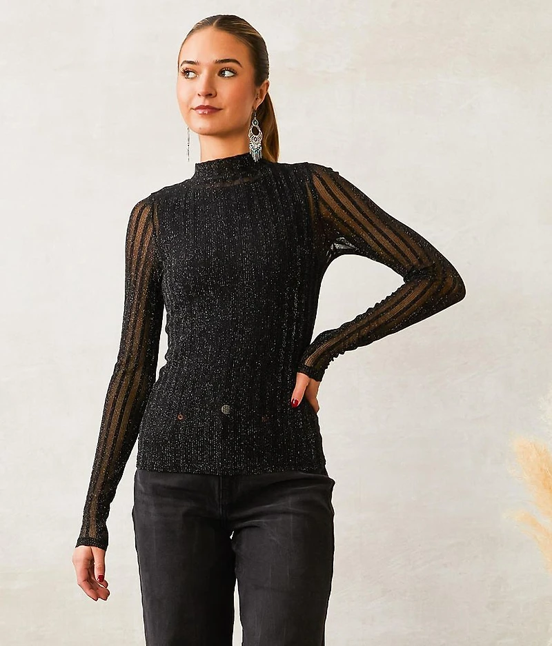 Linear Lurex Mesh Top