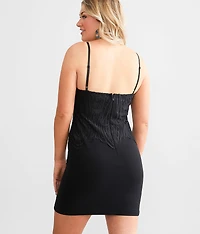 Embroidered Mesh Mini Dress