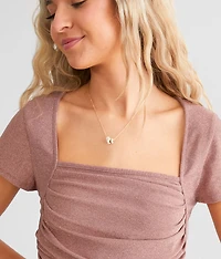 Metallic Shirred Top