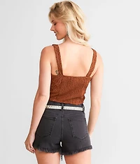 Textured Mesh Cropped Tank Top