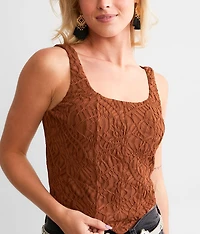 Textured Mesh Cropped Tank Top