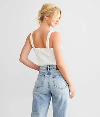 Textured Mesh Cropped Tank Top