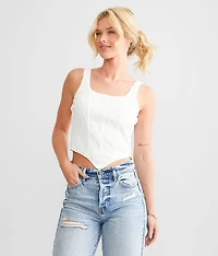 Textured Mesh Cropped Tank Top