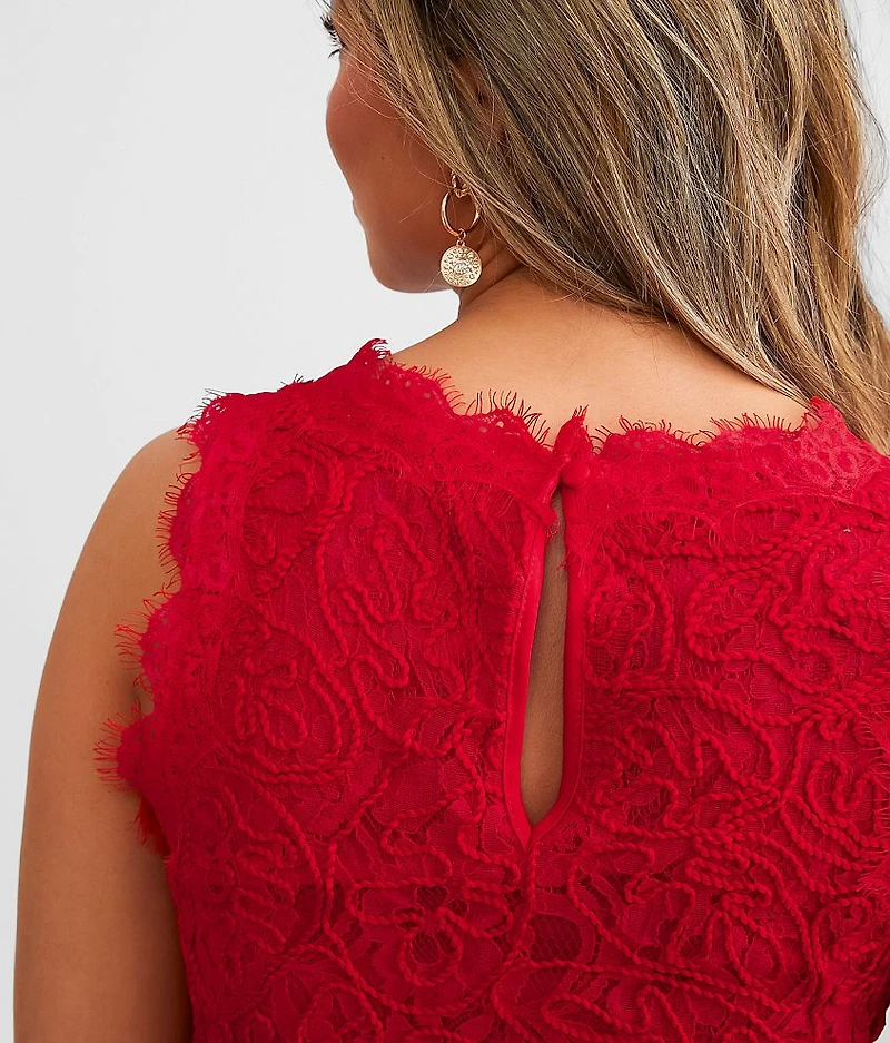 Floral Eyelash Lace Tank Top