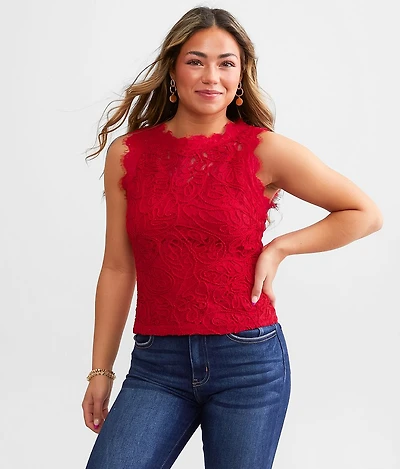 Floral Eyelash Lace Tank Top