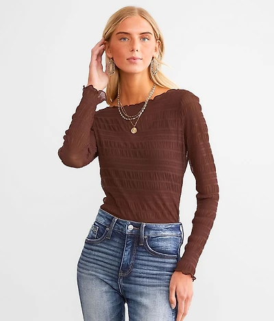 Ruched Mesh Top
