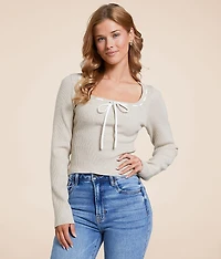 Ribbed Lace-Up Cropped Top