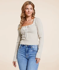 Ribbed Lace-Up Cropped Top