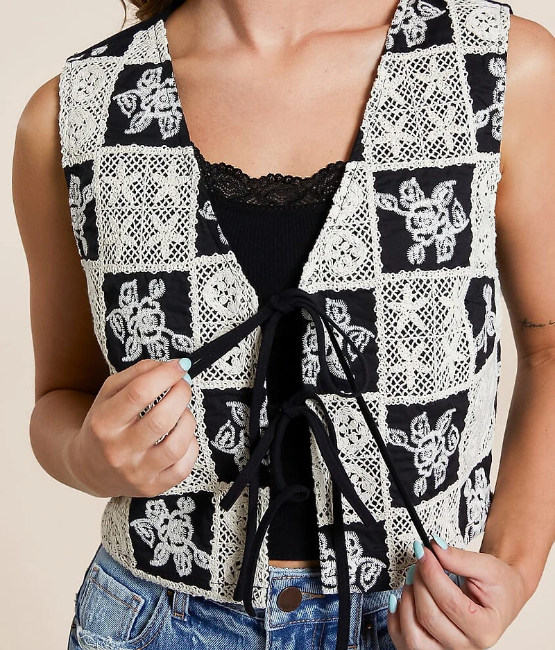 Checkered Crochet Vest