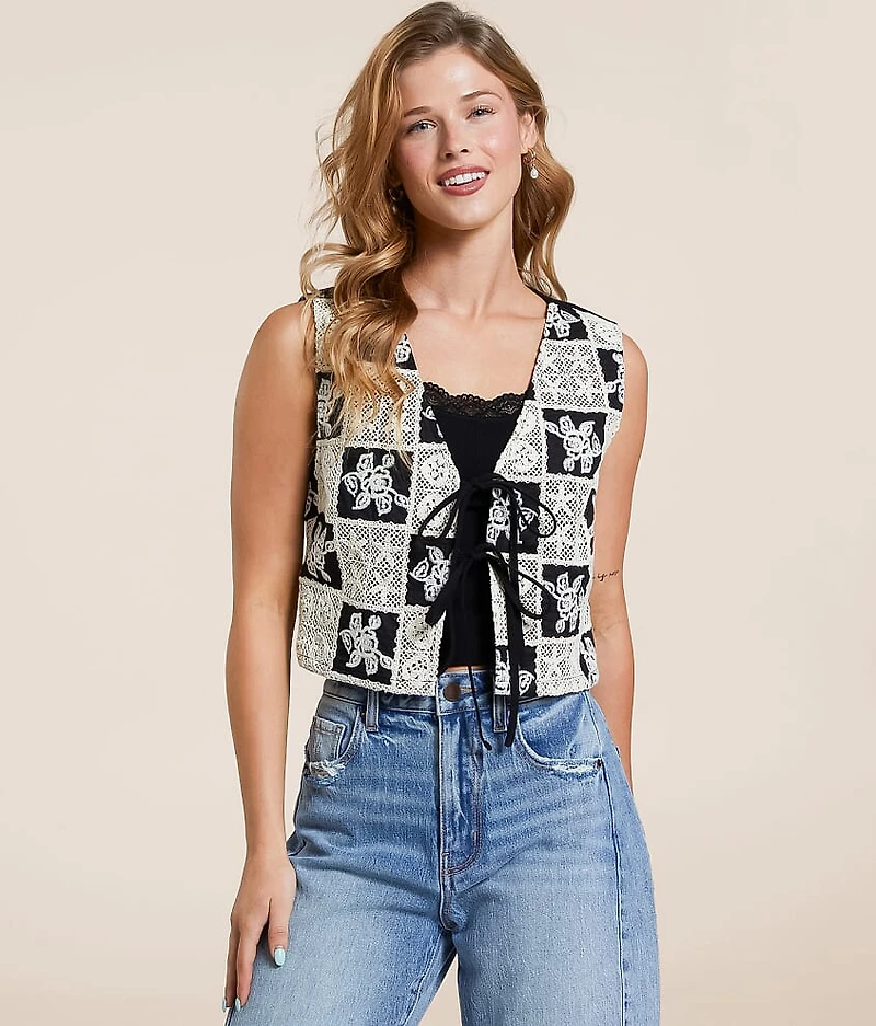 idem ditto Checkered Crochet Vest