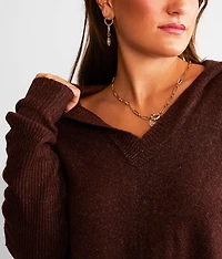 Oversized Open Weave Hooded Sweater