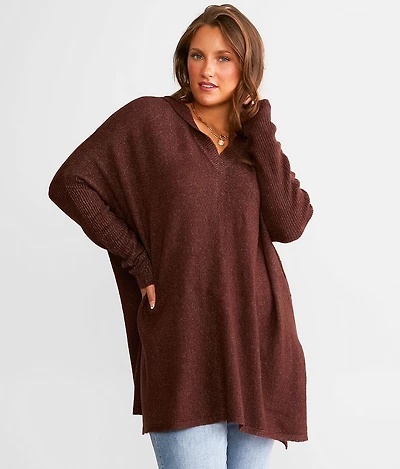 Oversized Open Weave Hooded Sweater