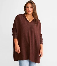 Oversized Open Weave Hooded Sweater