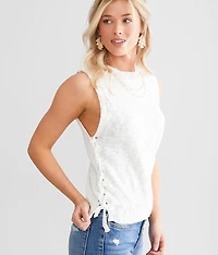 Lace-Up Knit Tank Top
