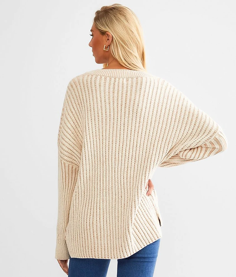 Oversized Split Neck Sweater