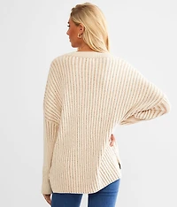 Oversized Split Neck Sweater