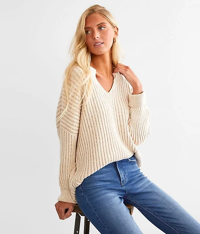 Oversized Split Neck Sweater