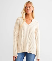 Oversized Split Neck Sweater
