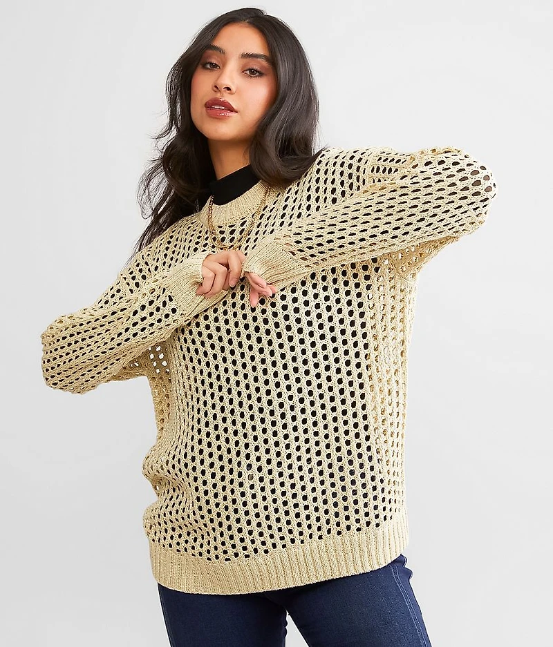Open Stitch Metallic Sweater