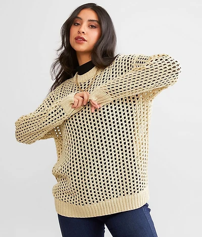 Open Stitch Metallic Sweater