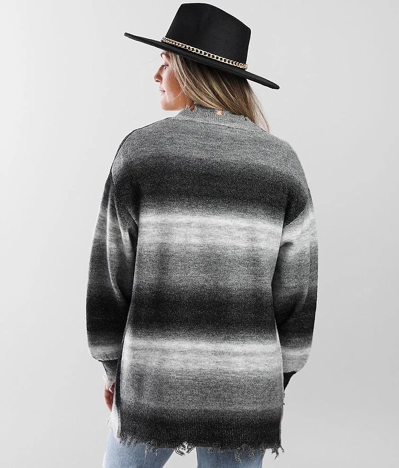 Gradient Stripe Cardigan Sweater