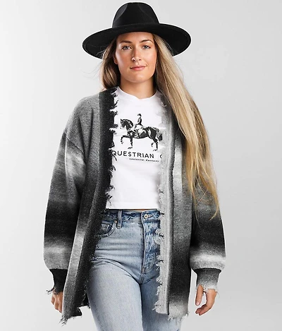 Gradient Stripe Cardigan Sweater