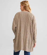 Chenille Cable Knit Cardigan Sweater