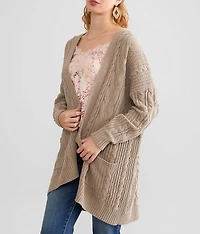 Chenille Cable Knit Cardigan Sweater