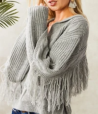 Cable Knit Fringe Sweater