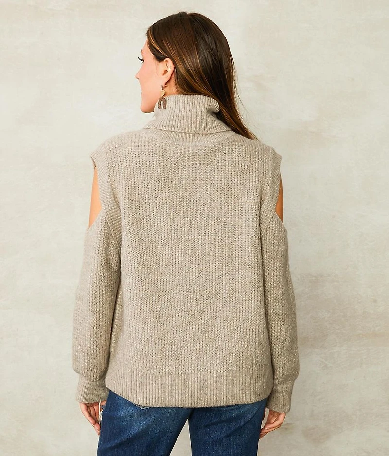 Marled Cold Shoulder Sweater