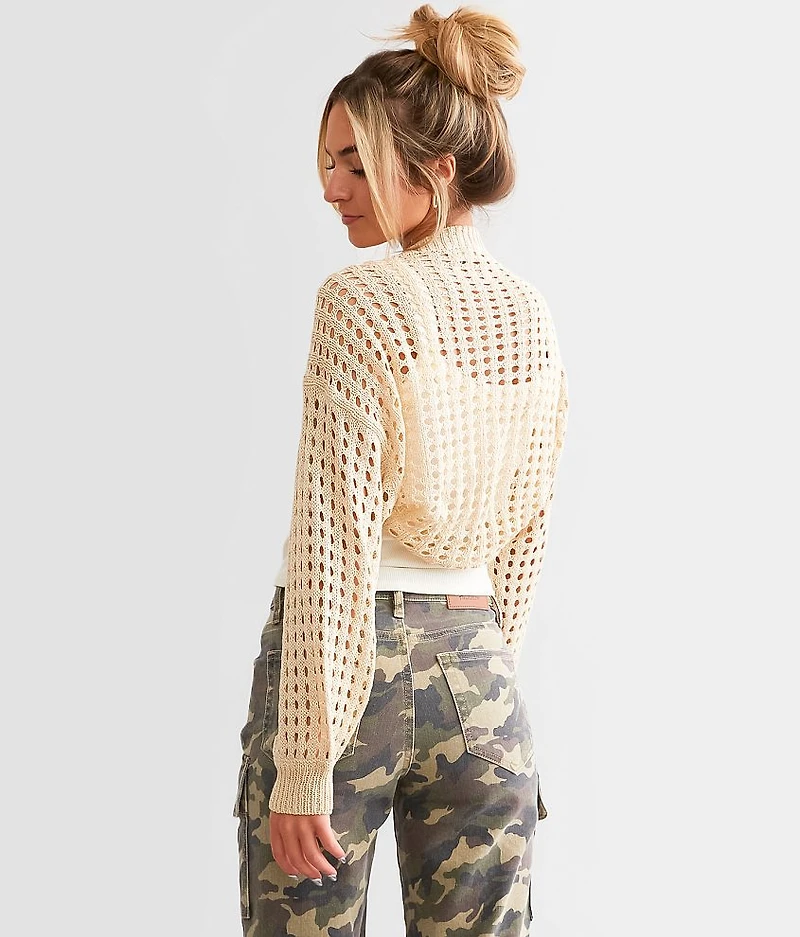 Open Stitch Bolero Cardigan Sweater