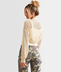 Open Stitch Bolero Cardigan Sweater