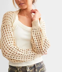 Open Stitch Bolero Cardigan Sweater