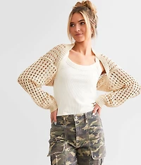 Open Stitch Bolero Cardigan Sweater