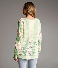 Pointelle Striped Sweater