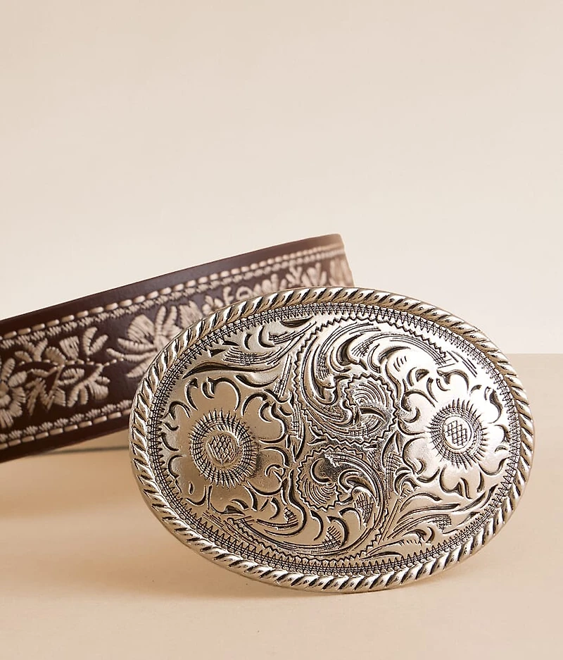 Floral Embroidered Western Belt