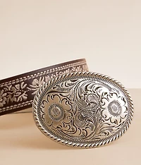 Floral Embroidered Western Belt
