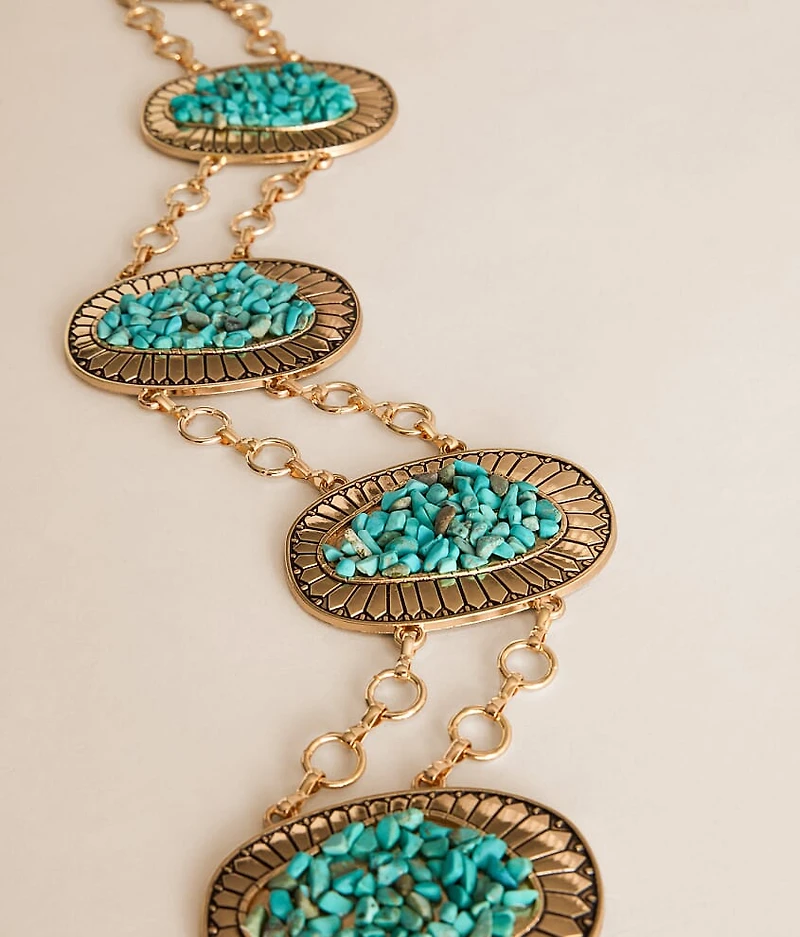 Turquoise Chip Stone Chain Belt