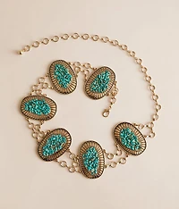 Turquoise Chip Stone Chain Belt