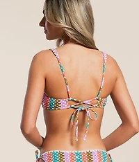 Striped Crochet Scrunch Swim Top