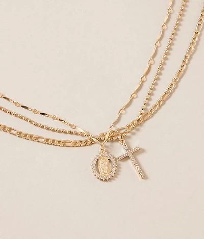 boutique by BKE 3 Pack Cross Necklace Set