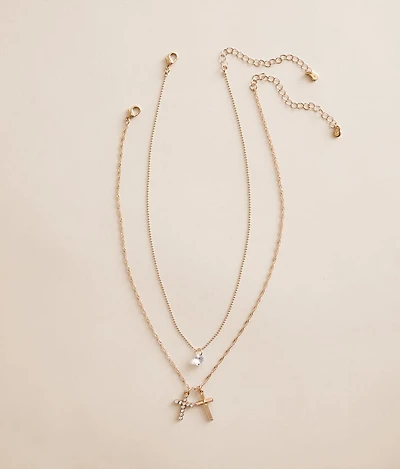 2 Pack Cross Necklace Set